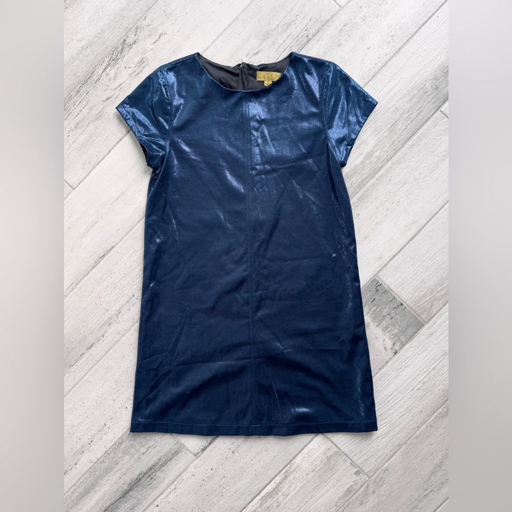 Girls Nicole Miller Blue Metallic Shift Dress - size XL